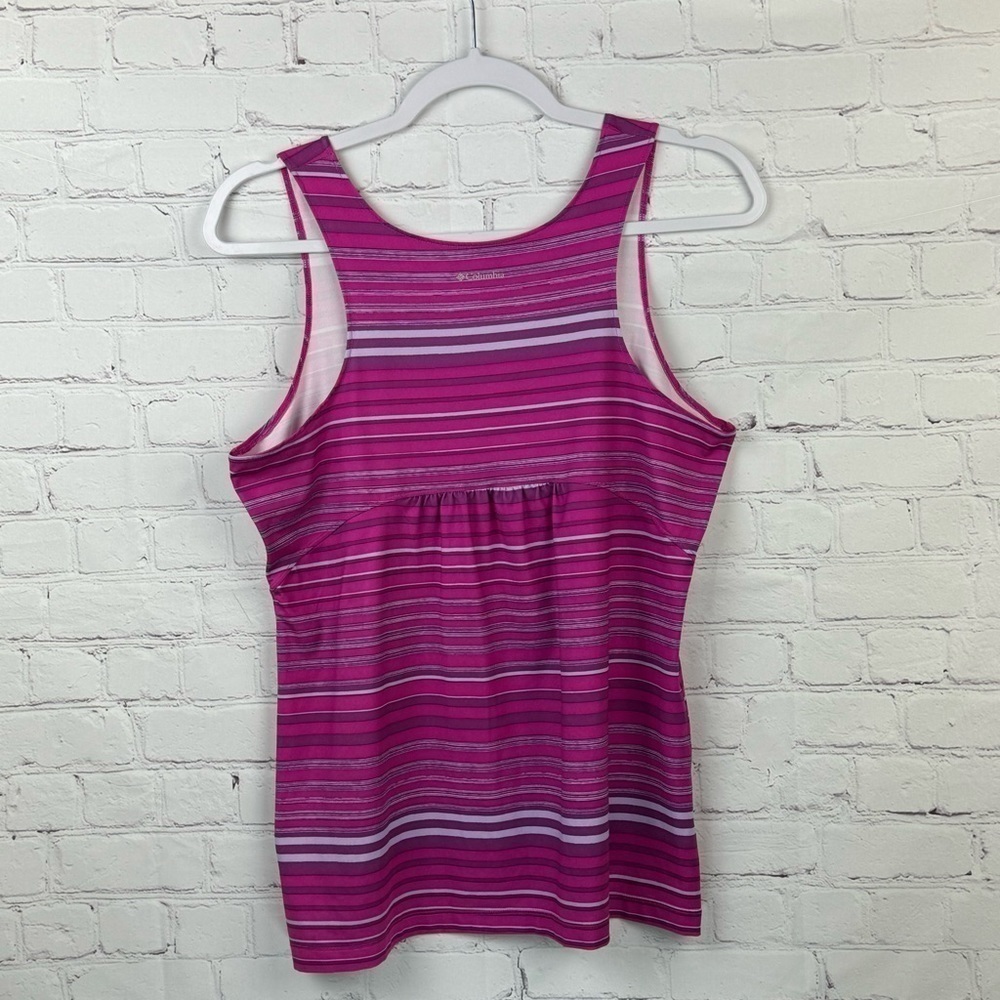 Columbia Omni-Wick Advanced Evaporation Pink Striped Work Out Tank Top Medium - Picture 2 of 6